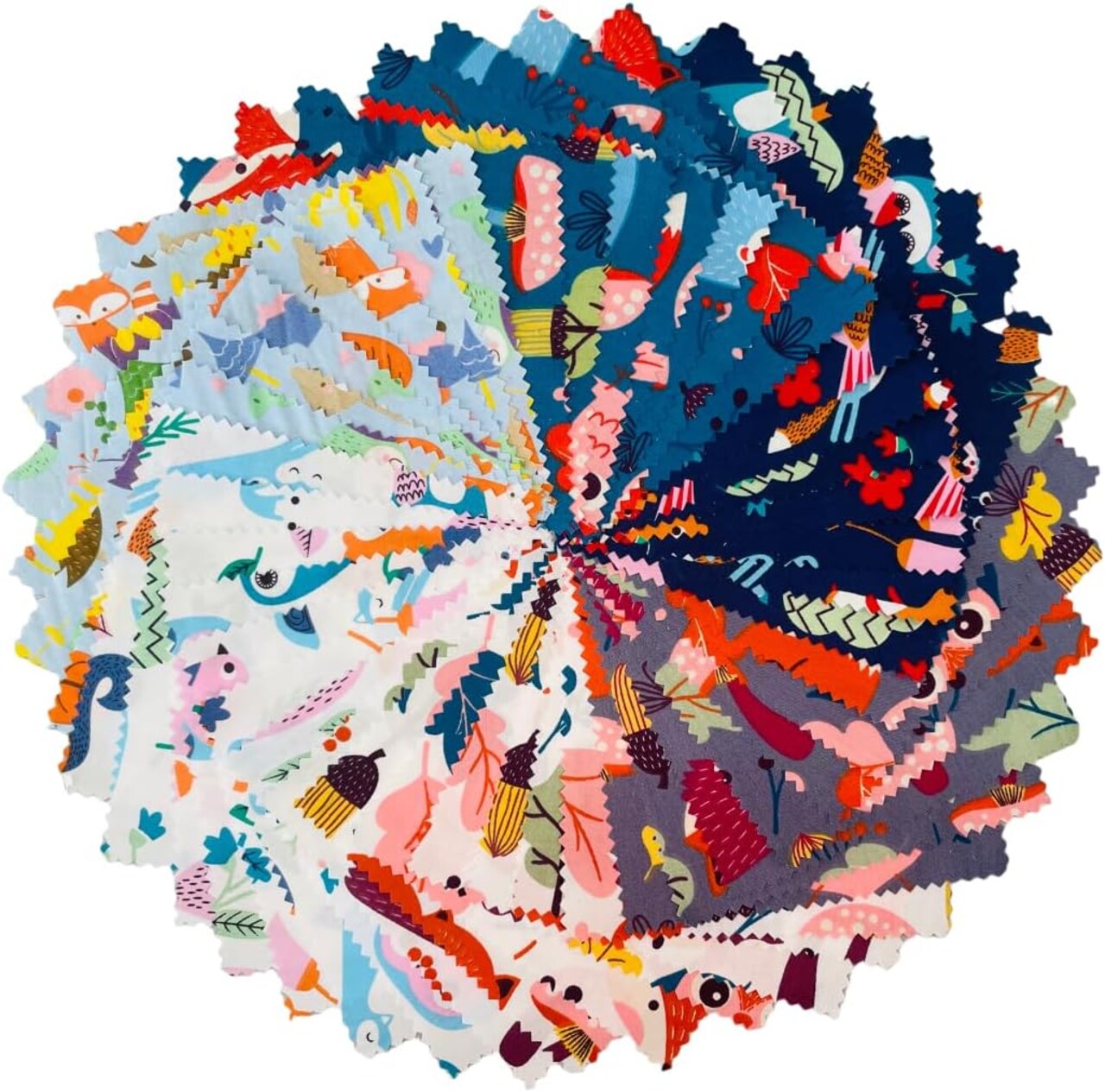 42pcs Cotton Precuts Fabric Squares Charm Packs 5 inch(Jungle)